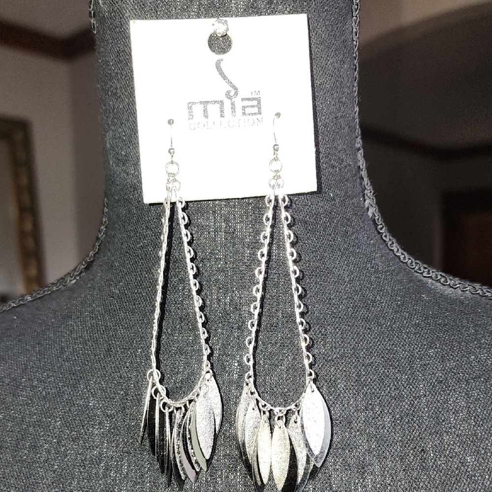 MIA Silver Feather Charm Earrings